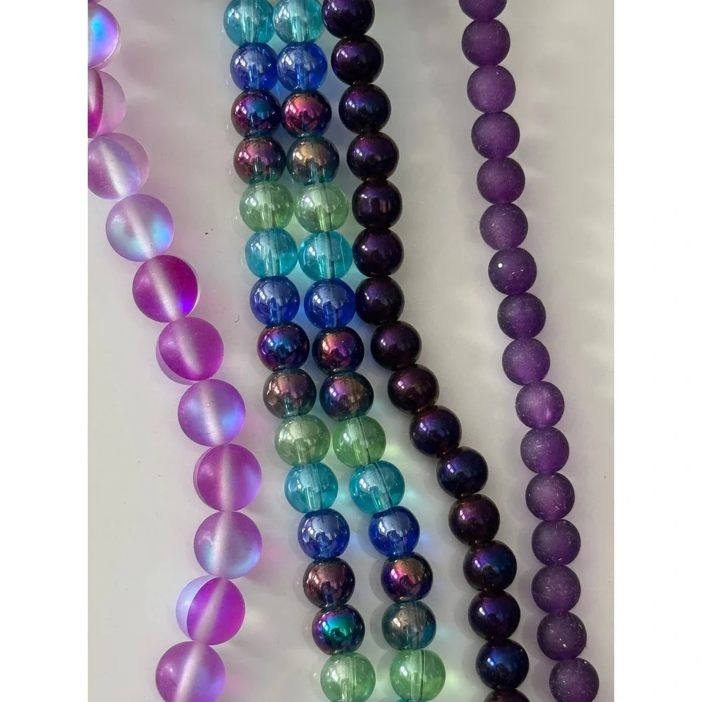 Bead Landing & Bead Treasures Glass Acrylic Beads Lot Purple Blue Iridescent 4ct